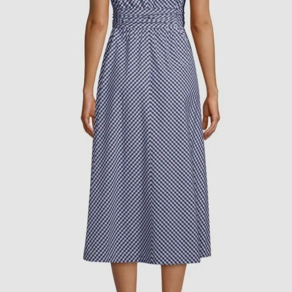 Elegant Blue and White Checkered Dress - Picture 3 of 3